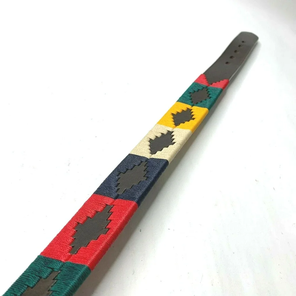LUPPI Brown Leather Belt With Woven Pattern Argentinian Southwestern 46/115‎